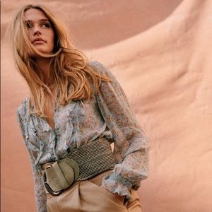 Sezane Céline shirt in vintage blue prairie